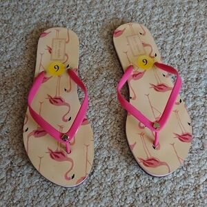 Kate Spade New York Nassau Pink Flamingo Thong Flip Flops Rubber Sandals size 9